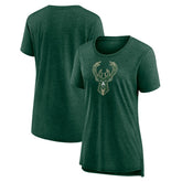 NBA Milwaukee Bucks Women's Distressed Logo Tri-Blend T-Shirt