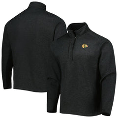 NHL Heathered Black Chicago Blackhawks Antigua Course Quarter-Zip Jacket