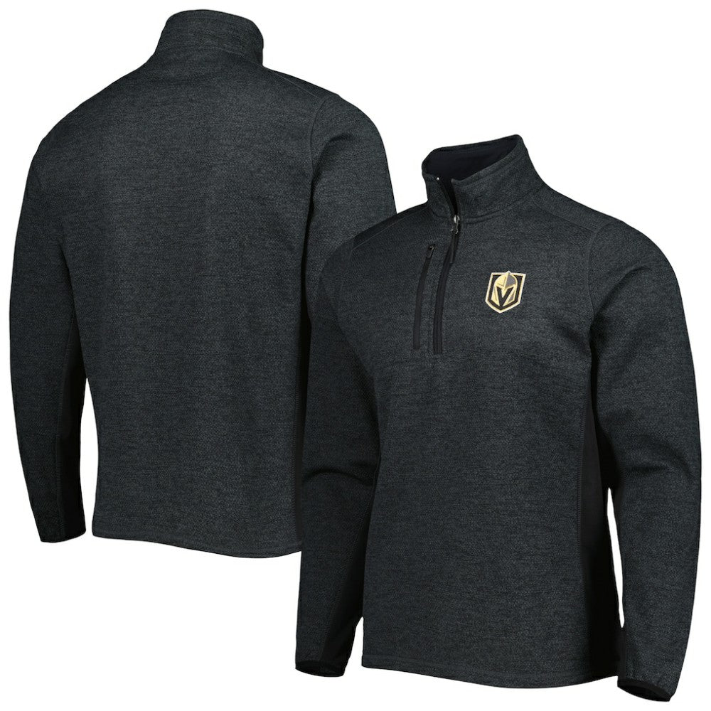 NHL Heathered Black Vegas Golden Knights Antigua Course Quarter-Zip Jacket