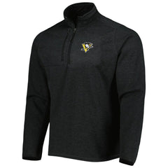 NHL Heathered Black Pittsburgh Penguins Antigua Course Quarter-Zip Jacket