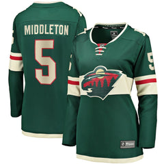 NHL Green Jake Middleton Minnesota Wild Fanatics Women's Home Breakaway Player Jersey