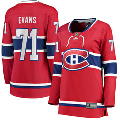 NHL Red Jake Evans Montreal Canadiens Fanatics Women's Home Breakaway Player Jersey