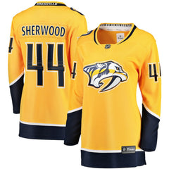NHL Gold Kiefer Sherwood Nashville Predators Fanatics Women's Home Breakaway Player Jersey