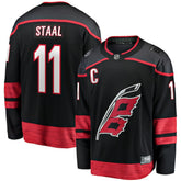 NHL Black Jordan Staal Carolina Hurricanes Fanatics Home Captain Patch Breakaway Player Jersey
