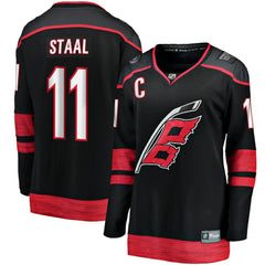 NHL Black Jordan Staal Carolina Hurricanes Fanatics Women's Home Captain Patch Breakaway Player Jersey