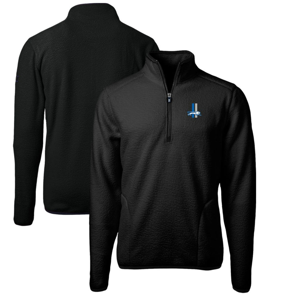 Cutter & Buck Cascade Eco Sherpa Fleece Big & Tall Quarter-Zip Throwback Jacket - Detroit Lions