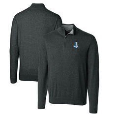 Cutter & Buck Throwback Logo Lakemont Tri-Blend Big & Tall Quarter-Zip Pullover Sweater - Detroit Lions