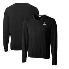 Cutter & Buck Throwback Logo Lakemont Tri-Blend Big & Tall V-Neck Pullover Sweater - Detroit Lions