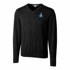 Cutter & Buck Throwback Logo Lakemont Tri-Blend Big & Tall V-Neck Pullover Sweater - Detroit Lions
