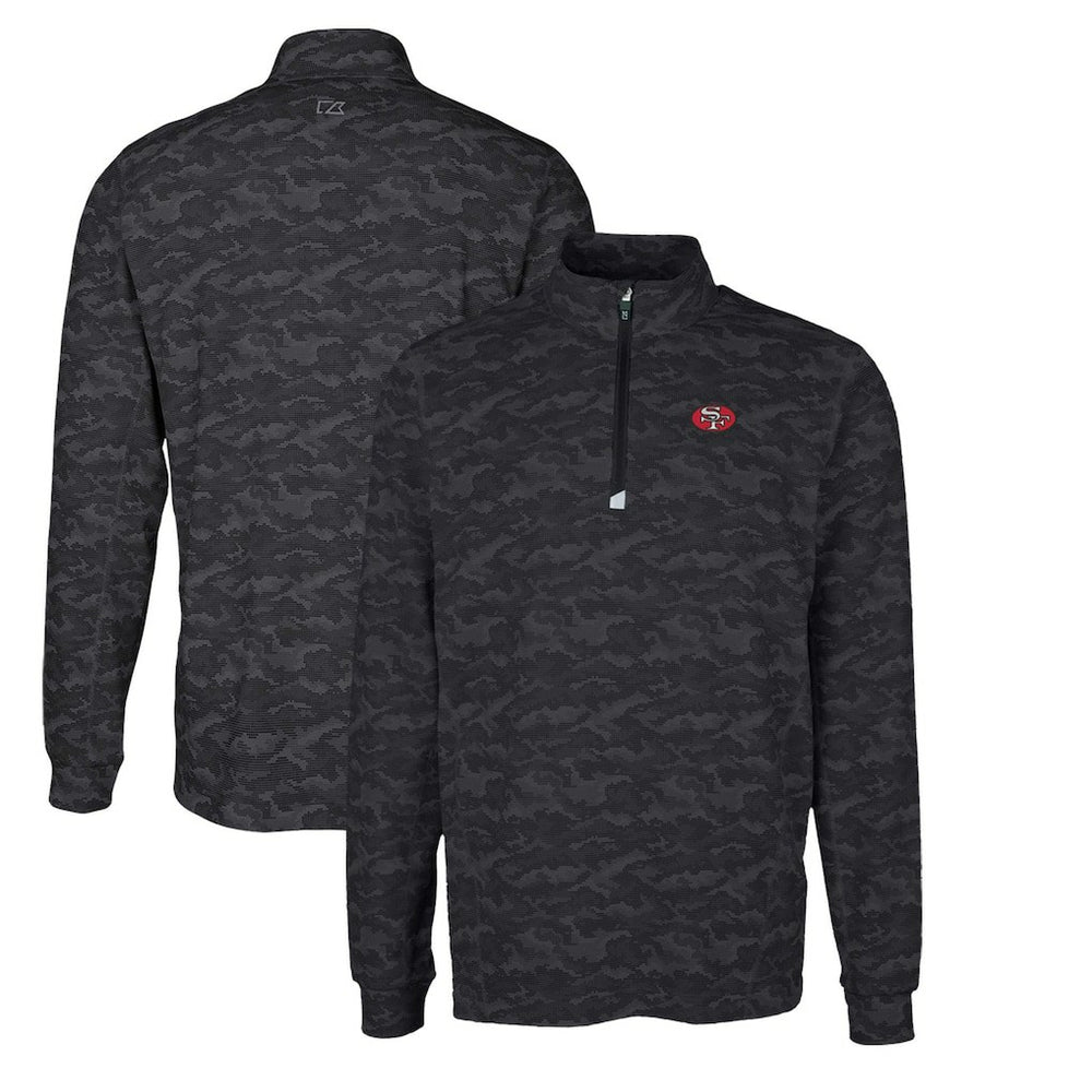 Cutter & Buck Throwback Logo Big & Tall Traverse Camo Print Stretch Quarter-Zip Pullover Top - San Francisco 49ers