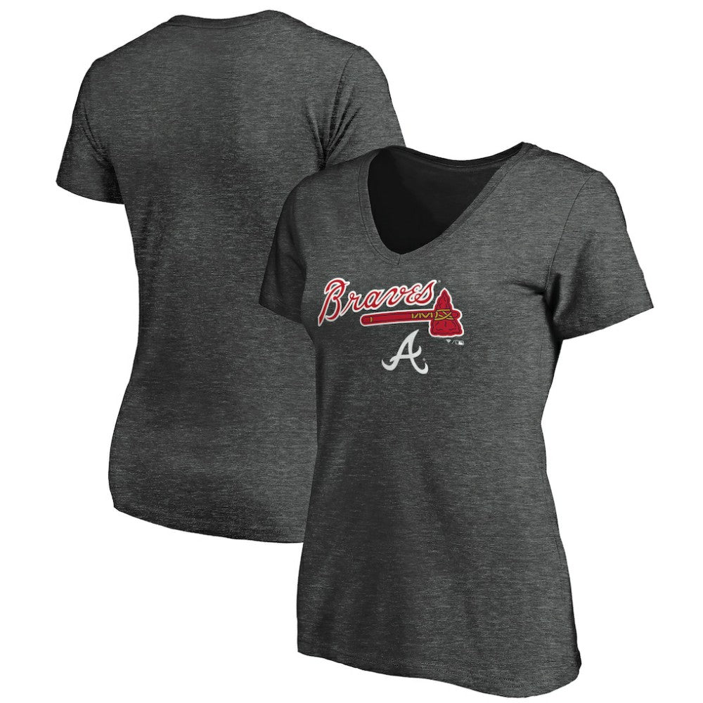 MLB Atlanta Braves Women's Team Lockup V-Neck T-Shirt