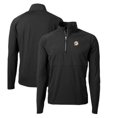 Cutter & Buck Adapt Eco Knit Hybrid Recycled Quarter-Zip Throwback Pullover Top - Miami Dolphins