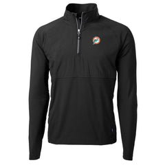 Cutter & Buck Adapt Eco Knit Hybrid Recycled Quarter-Zip Throwback Pullover Top - Miami Dolphins