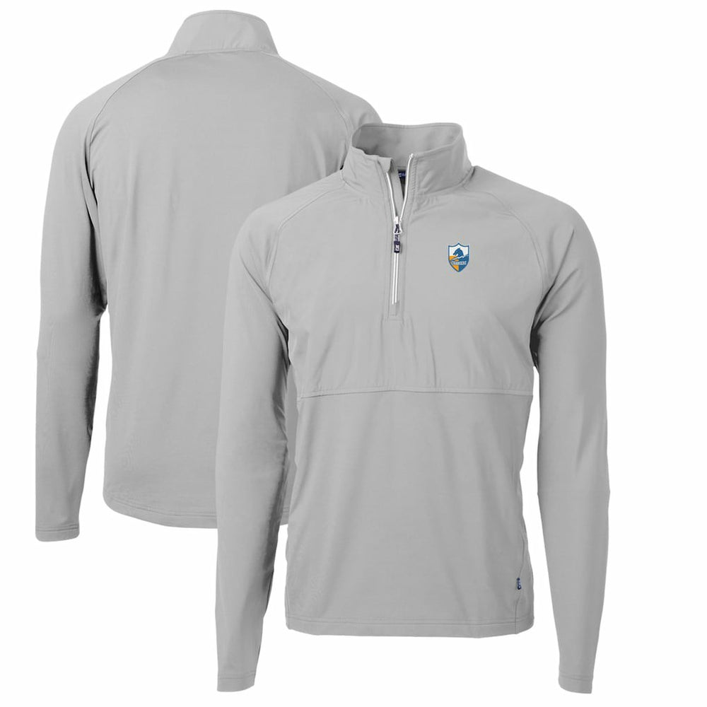 Cutter & Buck Adapt Eco Knit Hybrid Recycled Quarter-Zip Throwback Pullover Top - Los Angeles Chargers