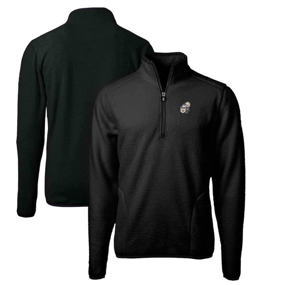 Cutter & Buck Throwback Eco Sherpa Fleece Quarter-Zip Pullover Jacket - New Orleans Saints