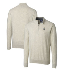 Cutter & Buck Throwback Logo Lakemont Tri-Blend Quarter-Zip Pullover Sweater - New Orleans Saints