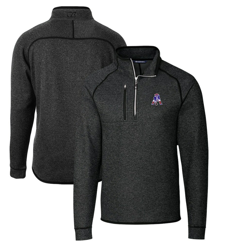 Cutter & Buck Throwback Logo Mainsail Sweater-Knit Half-Zip Pullover Jacket - New England Patriots