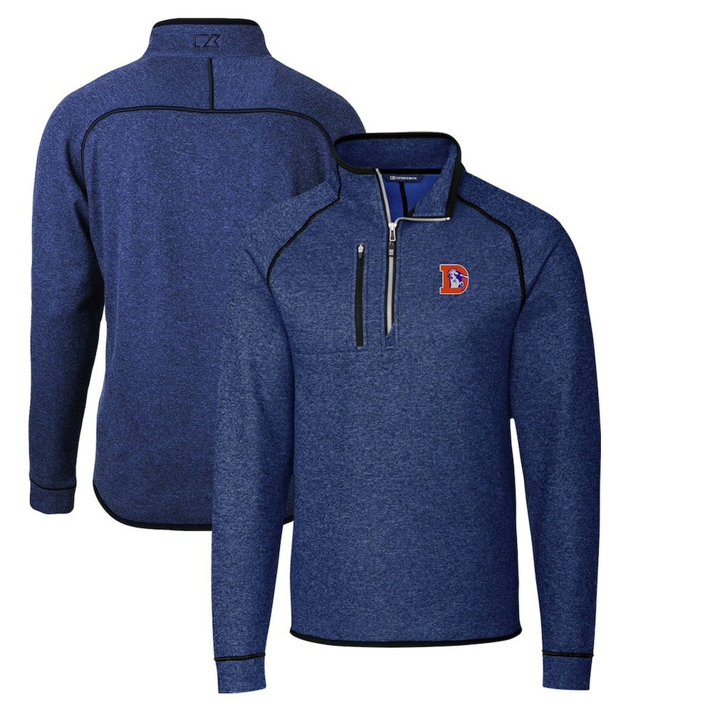 Cutter & Buck Throwback Logo Mainsail Sweater-Knit Half-Zip Pullover Jacket - Denver Broncos