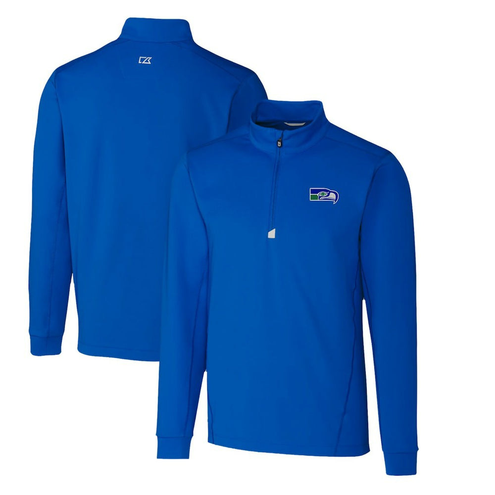 Cutter & Buck Throwback Logo Traverse Stretch Quarter-Zip Pullover Top - Seattle Seahawks