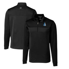 Cutter & Buck Throwback Logo Traverse Stripe Stretch Quarter-Zip Pullover Top - Detroit Lions
