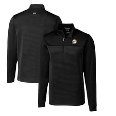 Cutter & Buck Throwback Logo Traverse Stripe Stretch Quarter-Zip Pullover Top - Miami Dolphins