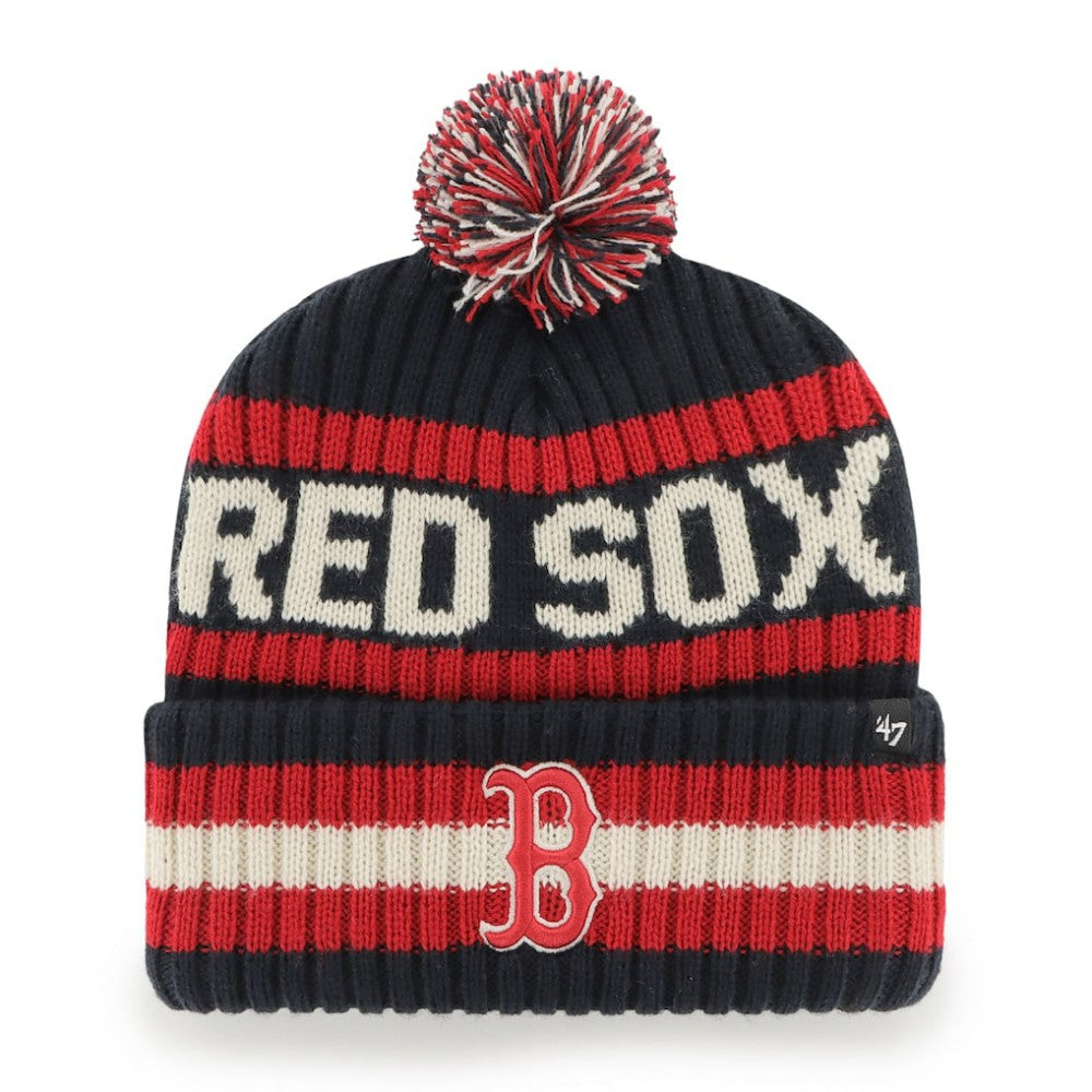 MLB Boston Red Sox '47 Primary Team Logo Bering Pom Top Cuff Knit Hat – Navy
