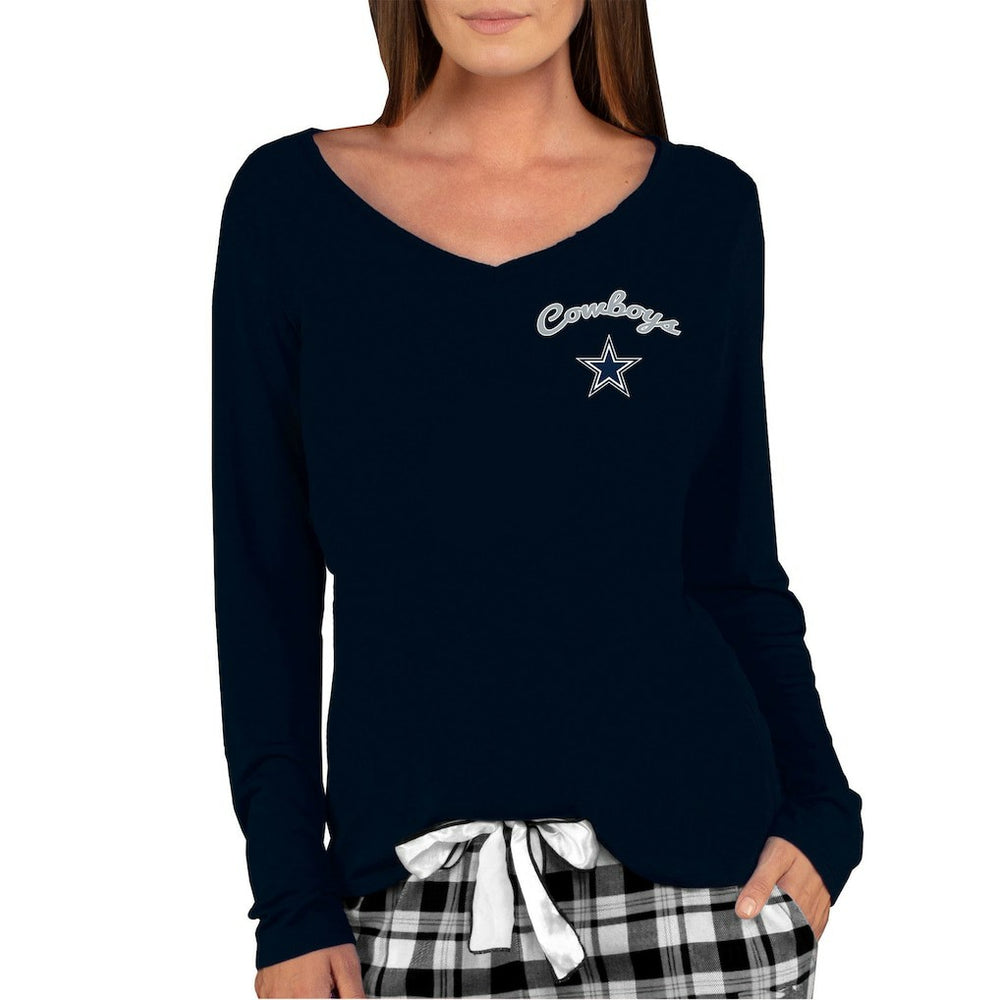 Concepts Sport Women's Marathon Knit Long Sleeve Lightweight V-Neck Lounge Top - Dallas Cowboys
