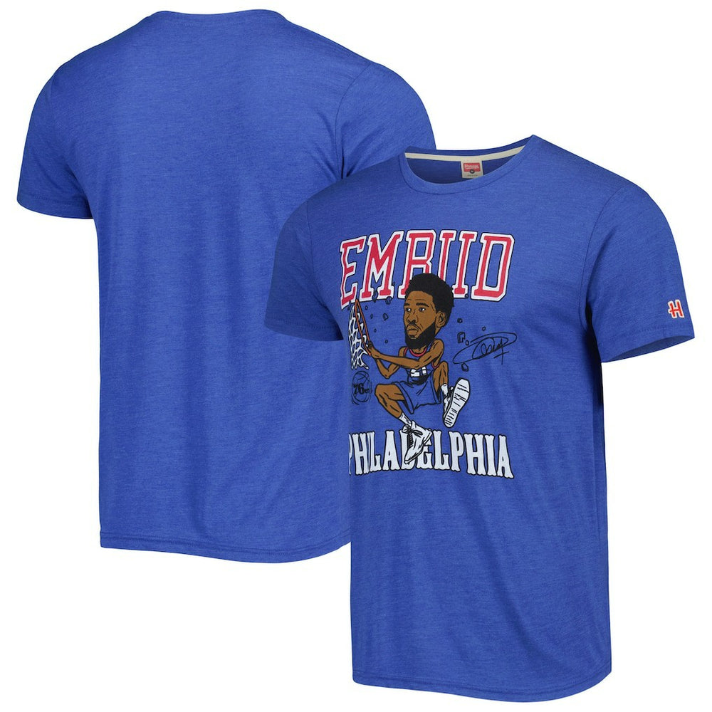 NBA Joel Embiid Philadelphia 76ers Homage Caricature Tri-Blend T-Shirt