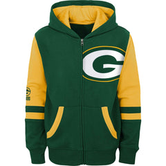 Preschool Stadium Color Block Full-Zip Hoodie - Green Bay Packers