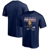 NHL Navy Peter Forsberg Colorado Avalanche Player Caricature T-Shirt