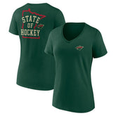 NHL Green Minnesota Wild Women's Territorial V-Neck T-Shirt