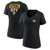 NHL Black Pittsburgh Penguins Women's Territorial V-Neck T-Shirt