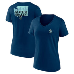 NHL Deep Sea Blue Seattle Kraken Women's Territorial V-Neck T-Shirt