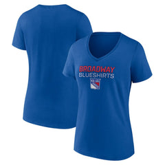 NHL Blue New York Rangers Women's Shout Out V-Neck T-Shirt