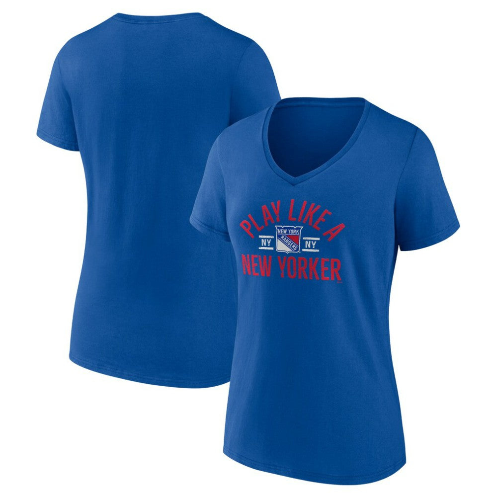 NHL Blue New York Rangers Women's Proclamation V-Neck T-Shirt