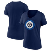 NHL Navy Winnipeg Jets Women's Proclamation V-Neck T-Shirt