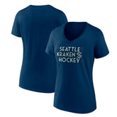 NHL Deep Sea Blue Seattle Kraken Women's Represent V-Neck T-Shirt