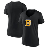 NHL Black Boston Bruins Women's Alternate Logo V-Neck T-Shirt