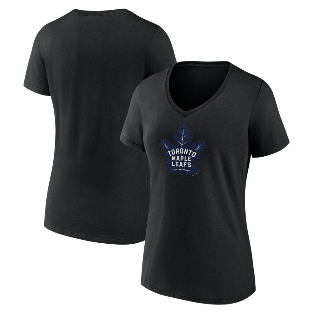 NHL Black Toronto Maple Leafs Women's Alternate Logo V-Neck T-Shirt