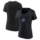 NHL Black Toronto Maple Leafs Women's Alternate Logo V-Neck T-Shirt