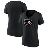 NHL Black Philadelphia Flyers Women's Alternate Logo V-Neck T-Shirt
