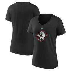 NHL Black Buffalo Sabres Women's Alternate Logo V-Neck T-Shirt