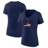 NHL Navy Winnipeg Jets Women's Alternate Logo V-Neck T-Shirt