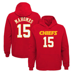 Patrick Mahomes Youth Mainliner Player Name & Number Pullover Hoodie - Kansas City Chiefs
