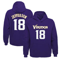 Justin Jefferson Youth Mainliner Player Name & Number Pullover Hoodie - Minnesota Vikings