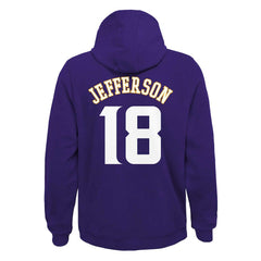Justin Jefferson Youth Mainliner Player Name & Number Pullover Hoodie - Minnesota Vikings