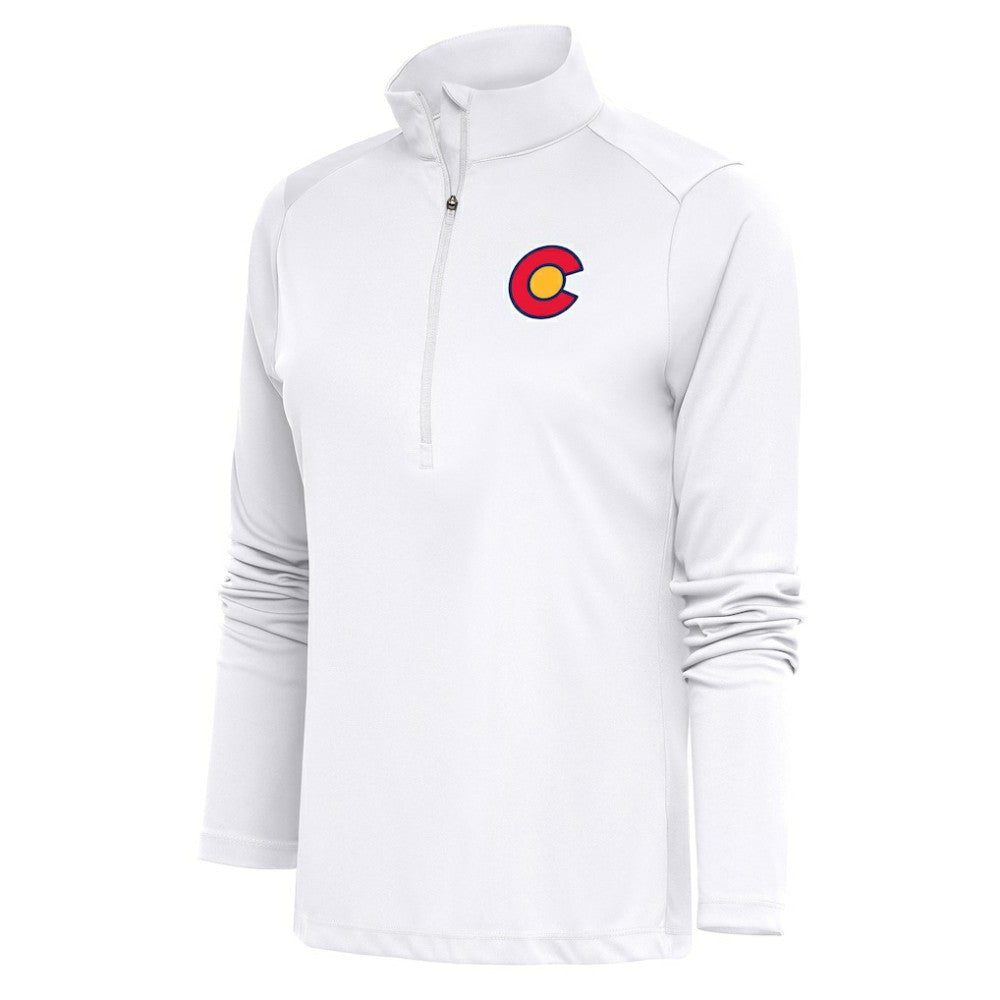 NHL White Colorado Avalanche Antigua Women's Special Edition 2.0 Tribute Quarter-Zip Pullover Top