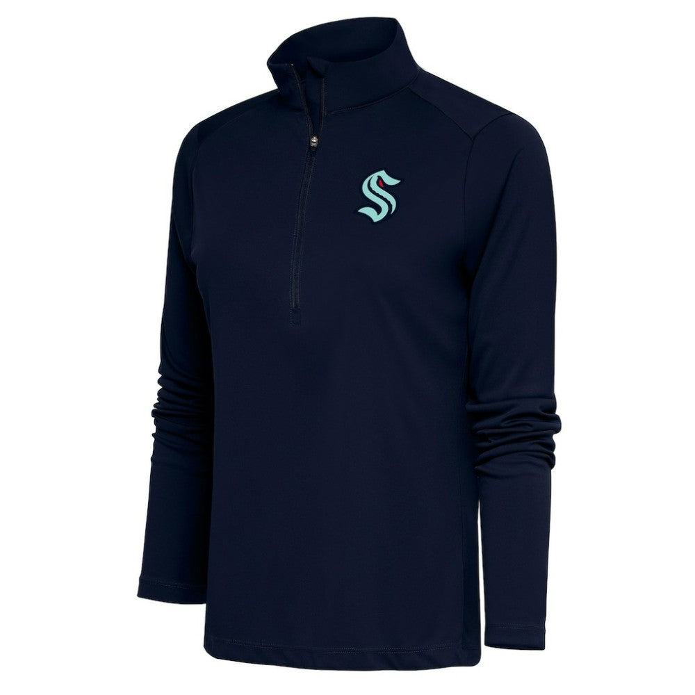 NHL Navy Seattle Kraken Antigua Women's Special Edition 2.0 Tribute Quarter-Zip Pullover Top