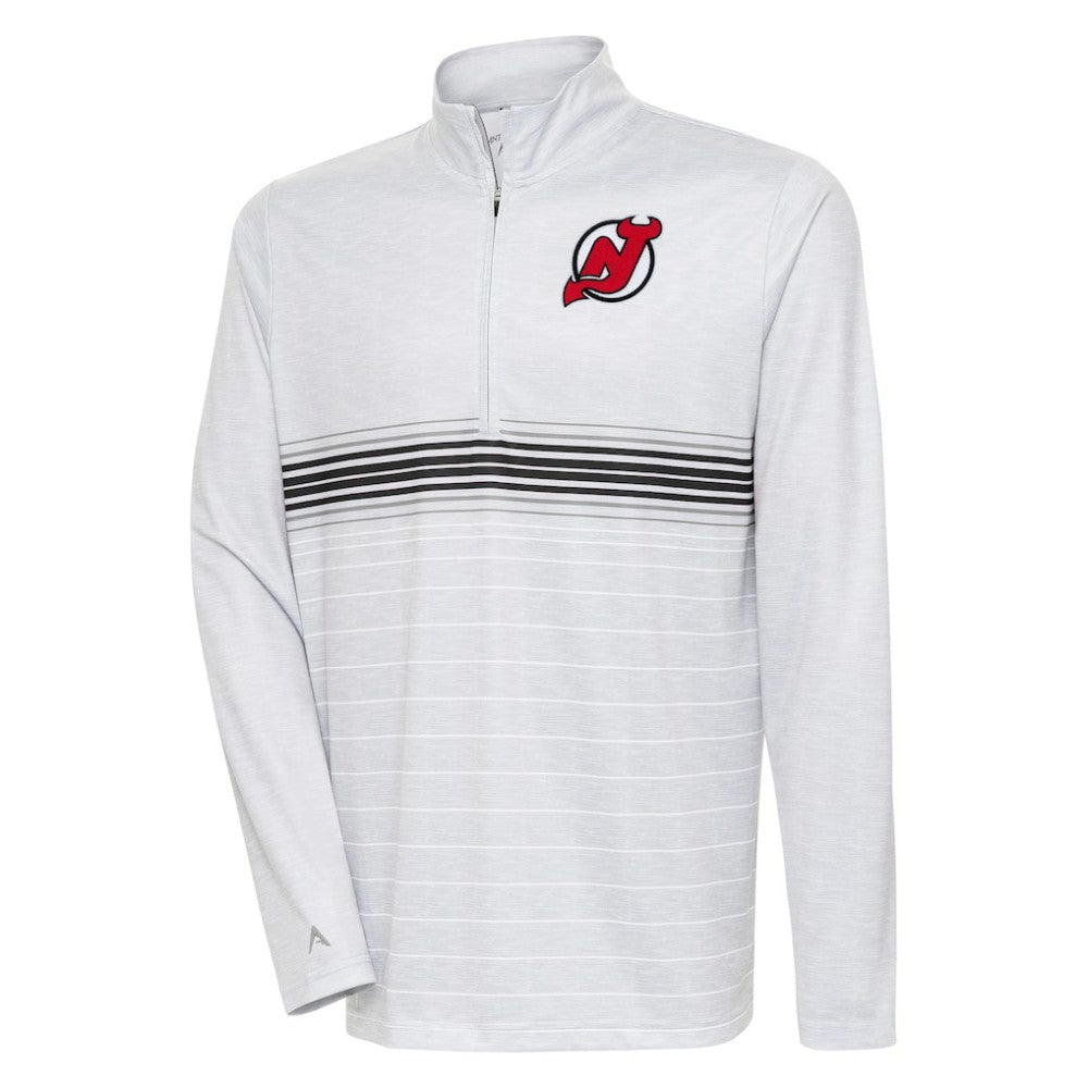 NHL Heather Gray/Black New Jersey Devils Antigua Bullseye Quarter-Zip Pullover Top