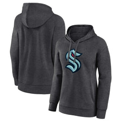 NHL Charcoal Seattle Kraken Women's Primary Logo Pullover Hoodie